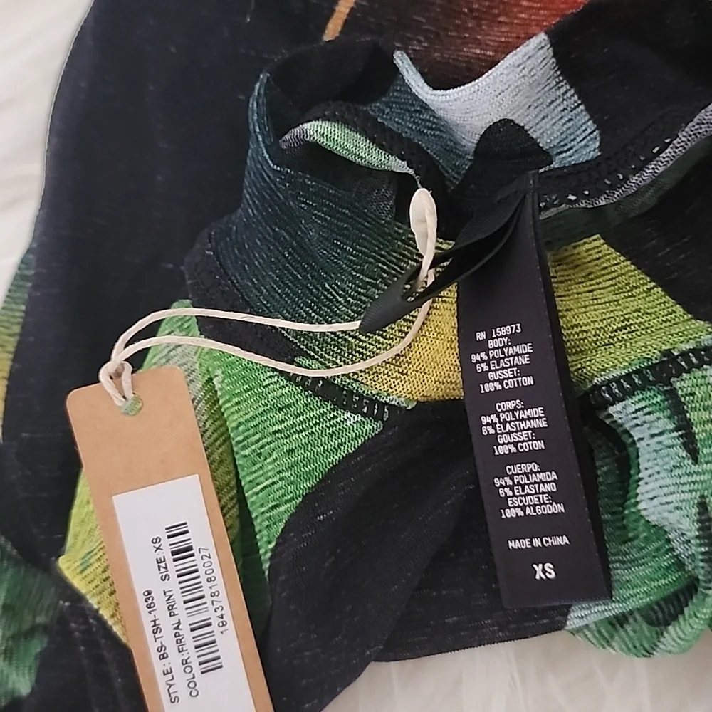 🩱💚🪭✨️SKIMS Summer Mesh Sheer Graphic Floral High-Cut Bodysuit XS BNWT🏷 - Picture 11 of 12